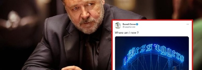 Russell Crowe passeggia in centro a Roma e posta sui social la sede del Messaggero