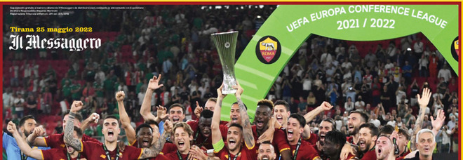 Roma campione, il poster del trionfo europeo domani in edicola con Il Messaggero